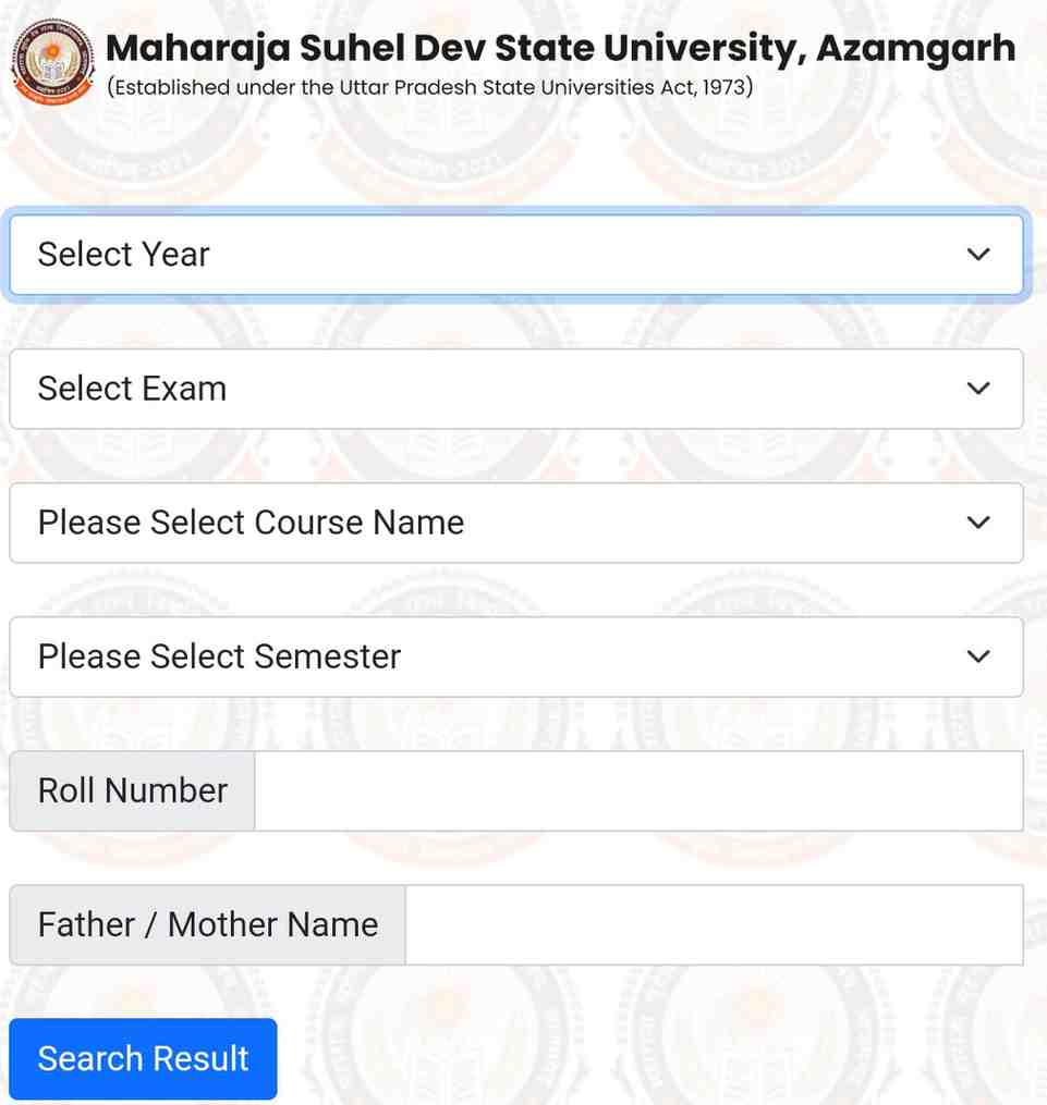 Maharaja Suhel dev University Azamgarh result